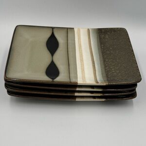 4 Sango “Prelude Black” 4508 Rectangular Salad Plates